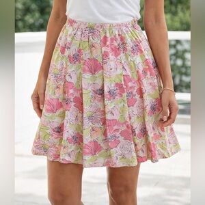 Napa Valley floral skirt pleated full a-line pink green size 16P